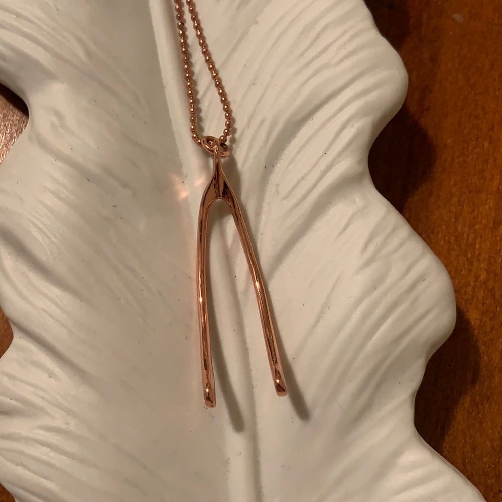 Marc Jacob’s rose gold wishbone necklace